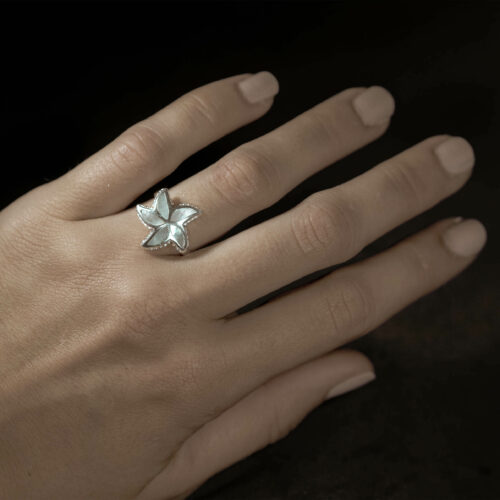 925 Sterling Silver and nacre starfish ring (Nidorellia armata) to support conservation
