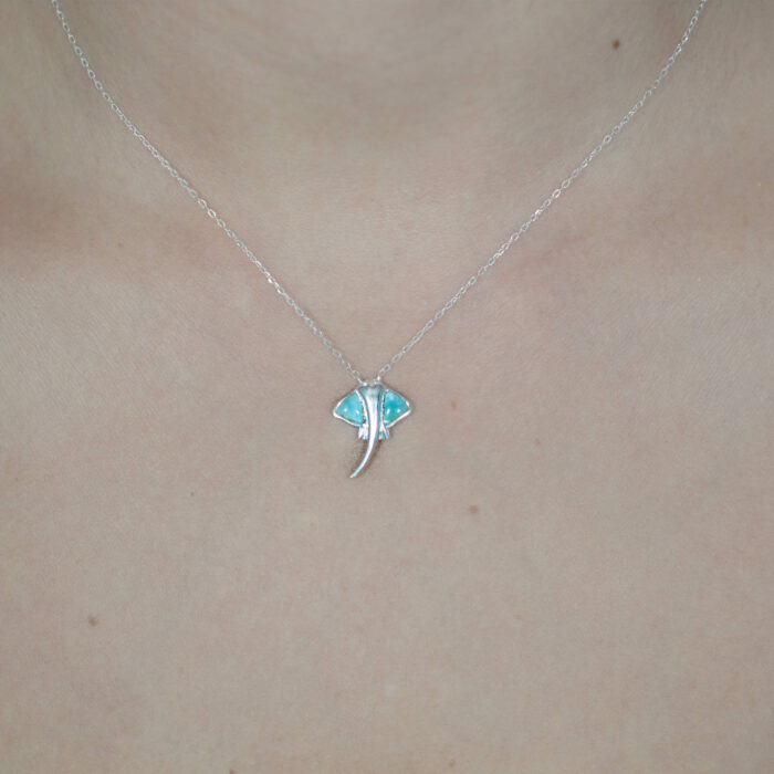 925 Sterling Silver and larimar ray pendant supports local research and monitoring