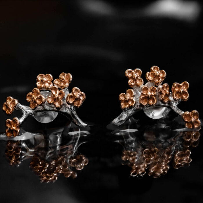 earrings made of 925 Sterling Silver and gold plated inspired by corals