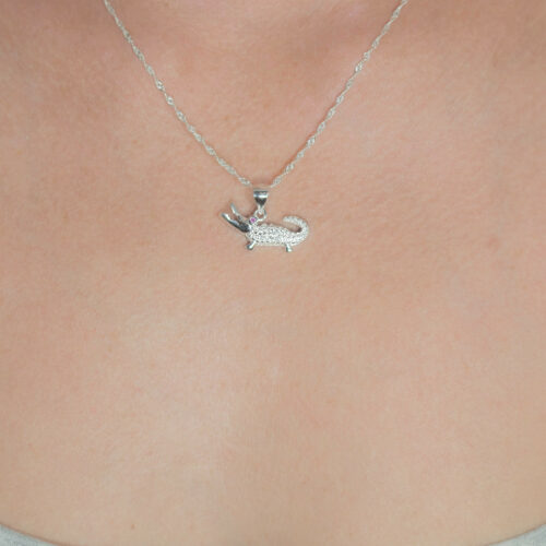 Shop for conservation by purchasing this 925 sterling silver necklace that resembles an American crocodile to help protect marine megafauna and ocean ecosystems