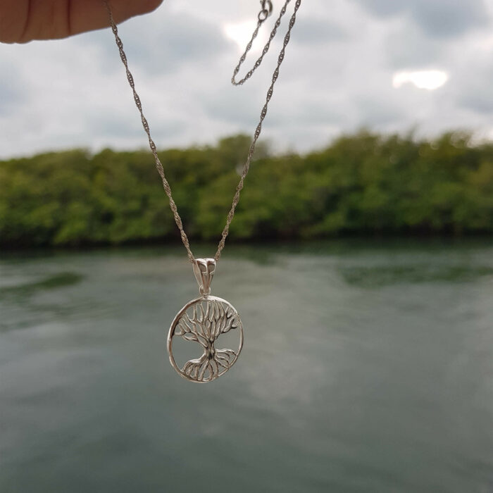 925 sterling Silver mangrove tree necklace for lovers of life, ocean and earth who want to support marine conservation and community empowerment, science, women in science and sdg14