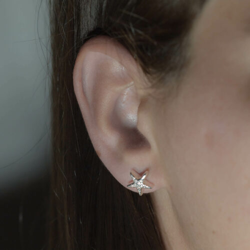 These earrings are made of 925 Sterling Silver and their design is inspired by the Panamic Cushion Star (Pentaceraster cumingi)