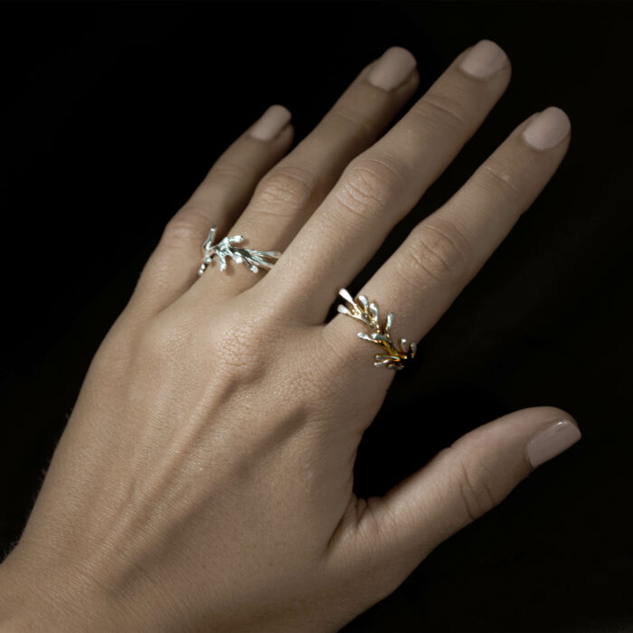 Shop for conservation by purchasing this gold plated 925 sterling Silver ring that resembles a gorgonian order coral to help protect soft corals, rays, turtles and ocean ecosystems in general