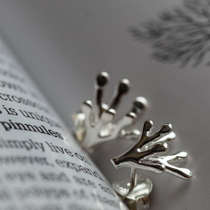 silver earrings from luxury collection of jewelry to support conservation in marine ecosystems of Costa Rica