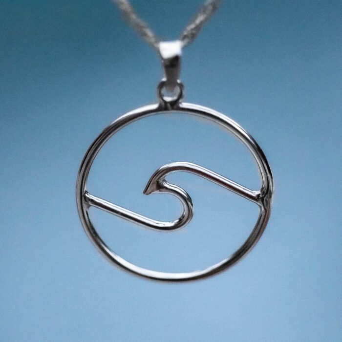beach jewelry for ocean lovers with a shape of a wave also known as the sea sign, made of 925 sterling silver