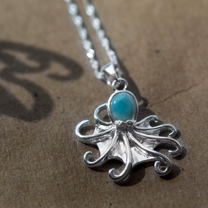 Octopus pendant and necklace made of 925 sterling Silver for beach and ocean lovers and marine conservation activists who wish to support wildlife conservation and community empowerment in costa rica