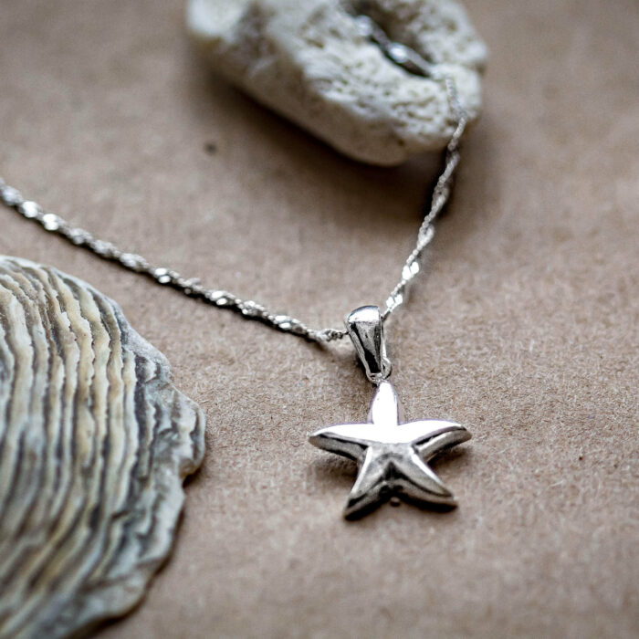 925 sterling Silver starfish pendant for lovers of life, ocean and earth who want to support marine conservation and community empowerment, science, women in science, fight against shark finning, overfishing, conservation gaps and sdg14