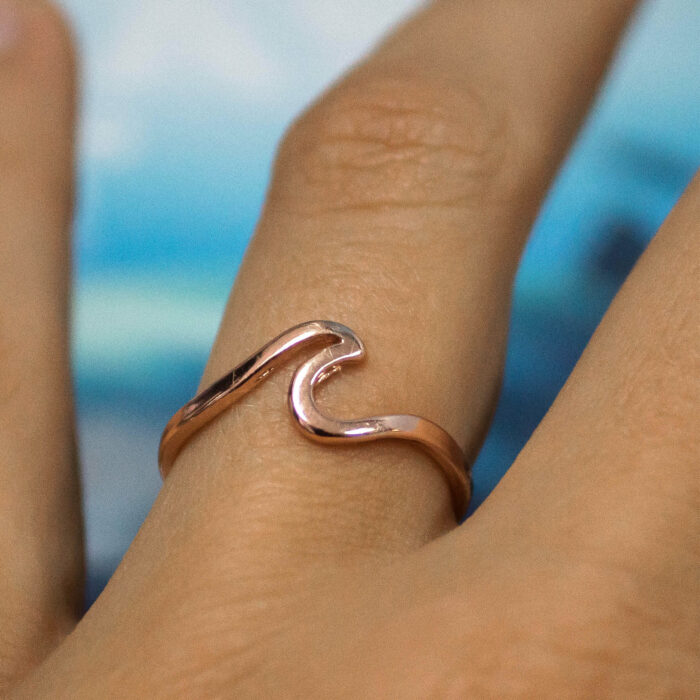 wave ring made of silver and rose gold color perfect gift for beach lovers