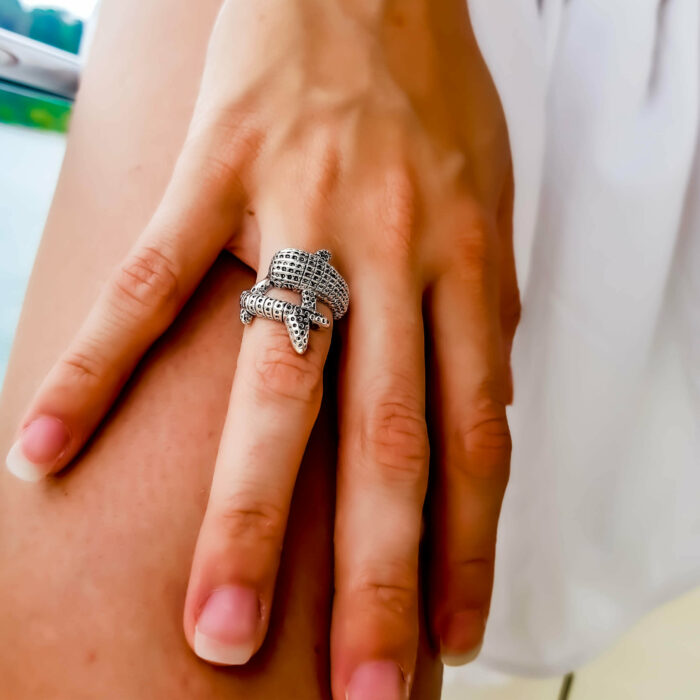 Perfect gift idea for beach lovers! Shop for conservation by purchasing this silver ring that resemble a whale shark rhincodon typus to help protect ocean ecosystems and save endangered species from Central America and Costa Rica and support whale photo identification